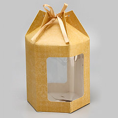 Складная коробка с окном,крафт 18 х 15,5 х 18 см