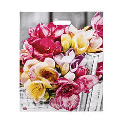 Пакет "Цветочная симфония", полиэтиленовый с вырубной ручкой, 37*45 см, 60 мкм