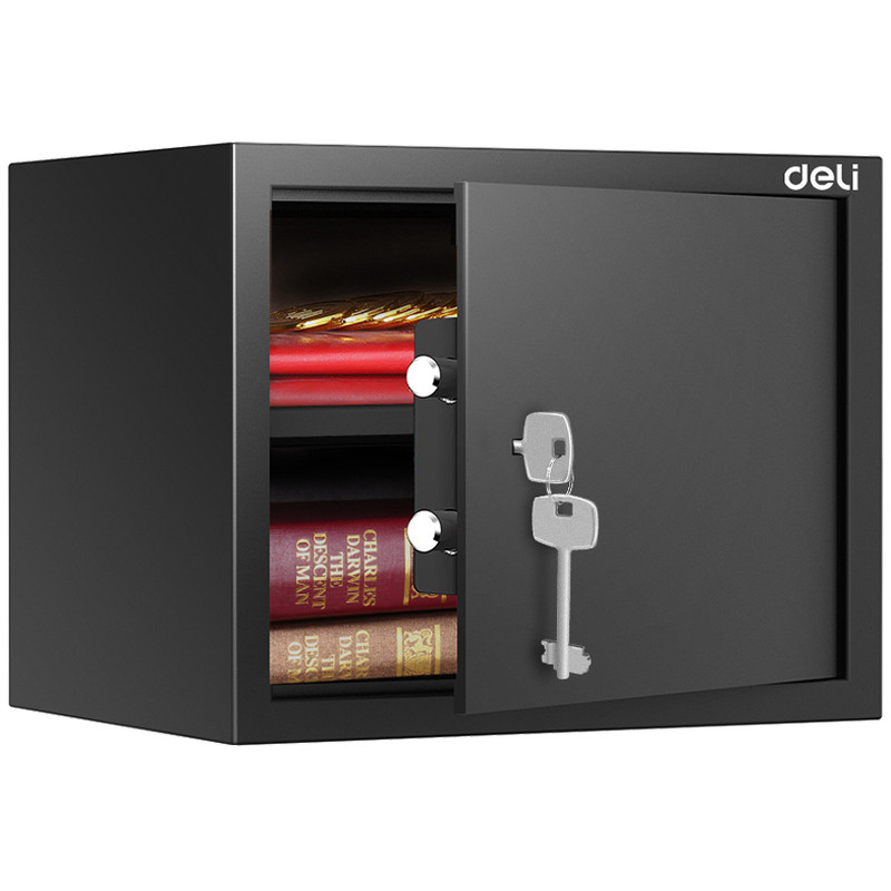 Сейф мебельный DELI "ET563" ключевой замок, 380х300х300 мм, 10,5 кг, черный, фото 1