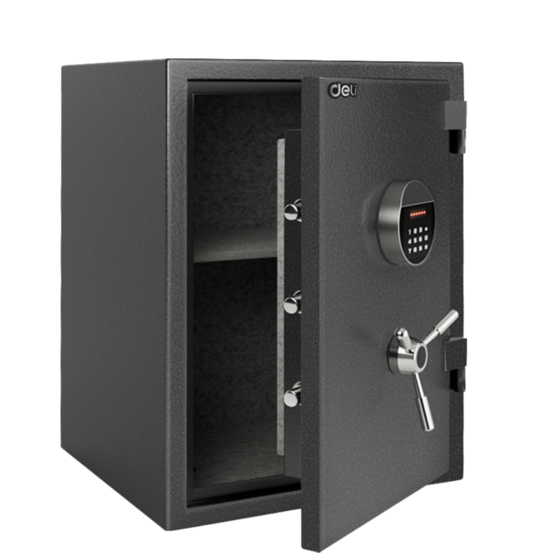 Сейф огнеупорный DELI "ET600" электронный замок + ключ, 360х350х500 мм, 37 кг, серый