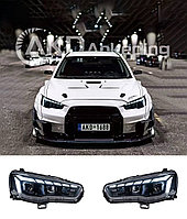Передние фары на Mitsubishi Lancer 2007-19 тюнинг FULL LED 2