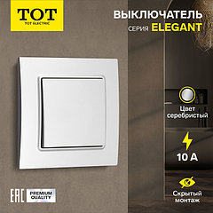 Выключатель проходной TOT Elegant, 10 А, 1 кл., скрытый, серебристый