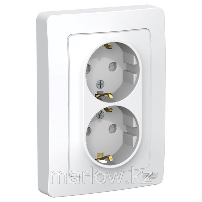 Розетка двойная SE Blanca, 16 А, 250В, встраиваемая, с з/к, шторки, IP20, белая, BLNRS001121