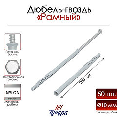 Дюбель-гвоздь "ТУНДРА" RDR, рамный, 10х200 мм, 50 шт