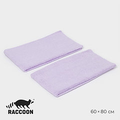 Тряпка для пола Raccoon, 220 г/м², 60×80 см, микрофибра, ультразвуковая обработка края, 2 шт, сирене ...