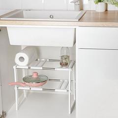 Полка под раковину раздвижная, 26×50(70)×38 см, цвет белый