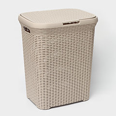 Корзина бельевая «Ротанг», 60 л, 34×44×55 см, с крышкой, цвет латте