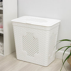 Корзина бельевая «Плетёнка люкс», 85 л, 58×39×57 см, с крышкой, белый