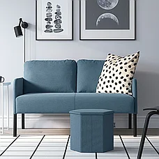 Пуф КЮГЕ с местом для хранения, Knisa средний синий ИКЕА, IKEA, фото 3