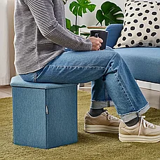 Пуф КЮГЕ с местом для хранения, Knisa средний синий ИКЕА, IKEA, фото 5