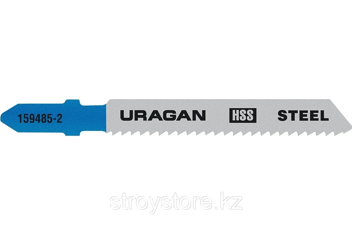 Полотна для лобзика, URAGAN T118B, T-хвост., по металлу, HSS, шаг 2мм, 50мм, 2шт.
