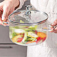 Стеклянная кастрюля с мишкой 1.7 л серебристая