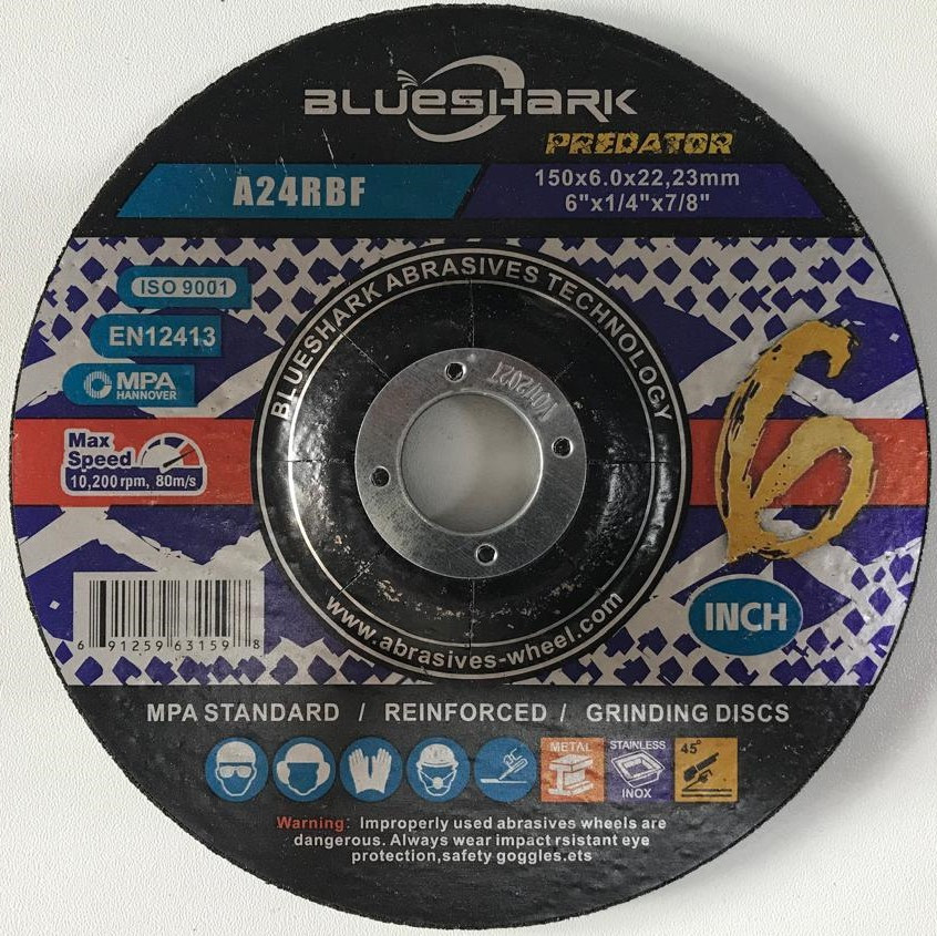 Диск шлифовальный по металлу и INOX 150x6.0x22.23, BlueShark, фото 1