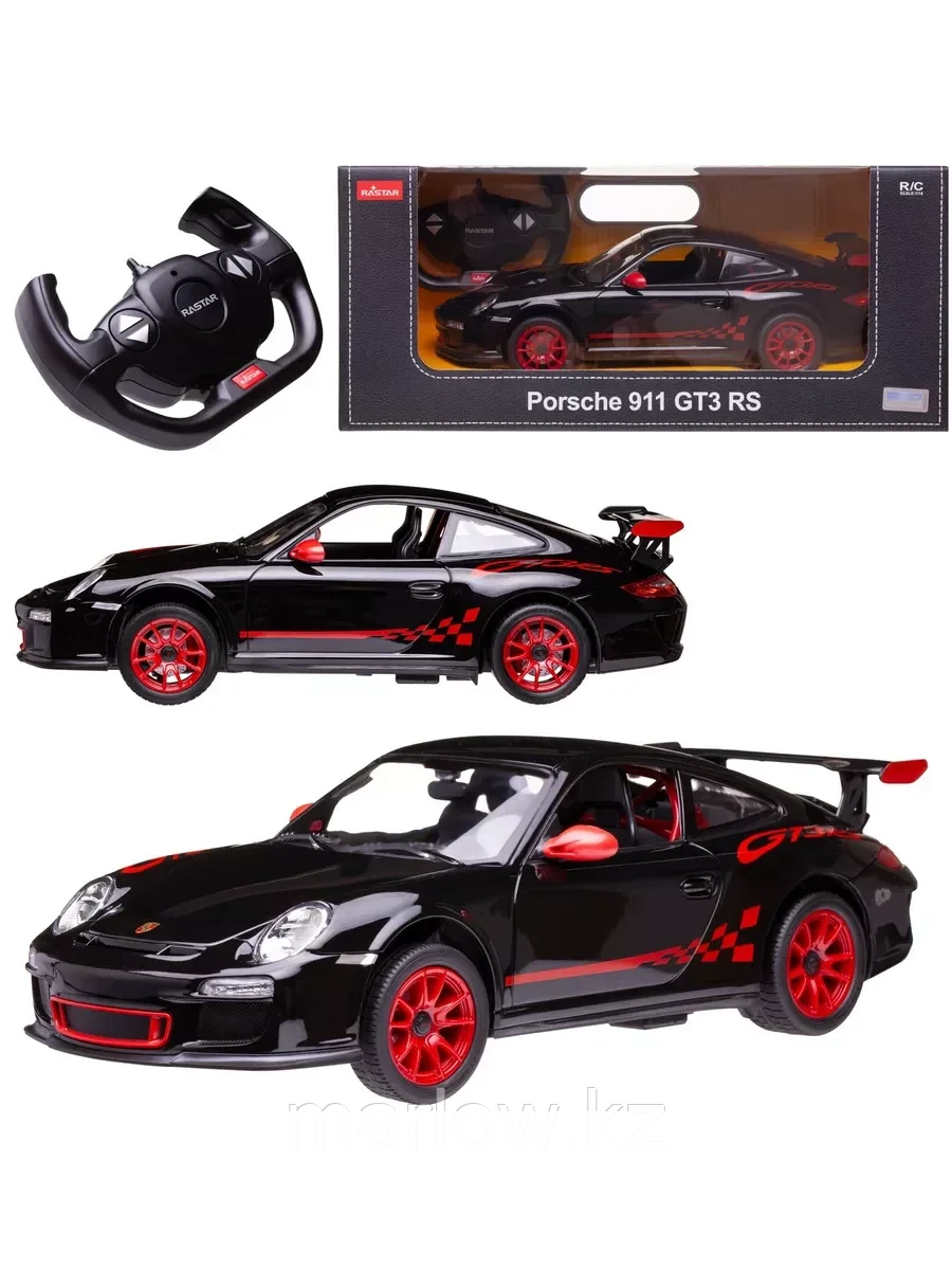 Машина р у 114 Porsche GT3 RS цвет черный светящиеся фары 42
