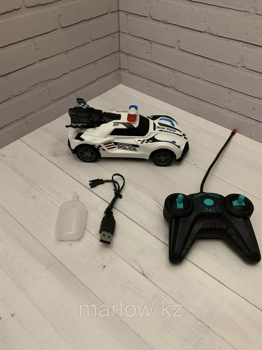 Машина радиоуправляемая smoke, эффект дыма, белая, полиция