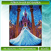 Алмазная мозаика "Принцесса и замок" (40х50 с подрамником)