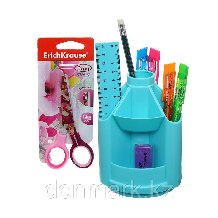 Набор настольный на вращающейся подставке 5 предметов, ErichKrause Mini Desk, Pastel Mint, пластиков ... - фото 1 - id-p122198828