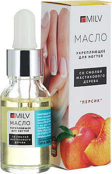 Укрепляющее масло для ногтей со смолой мастикового дерева "Персик" Milv,15мл