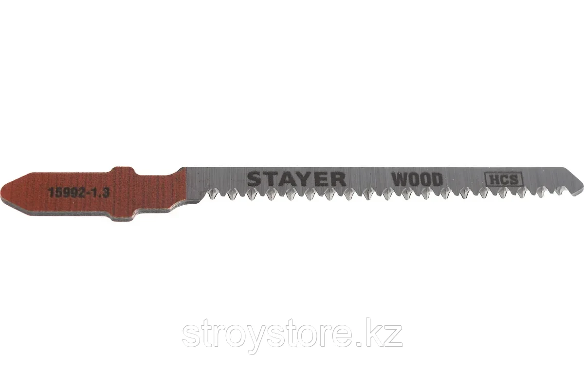 Полотна для лобзика, T-хвост., HCS сталь, фигурный рез ламинат/фанера, длина 50мм, STAYER T101AO, 2шт