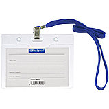 Бейдж горизонтальный OfficeSpace, 100*75мм (размер вставки 85*55мм), с клипсой на зеленом шнурке, фото 3