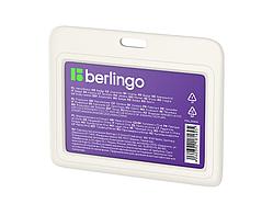 Бейдж горизонтальный Berlingo "ID 200", 85*55мм, светло-серый, крышка-слайдер