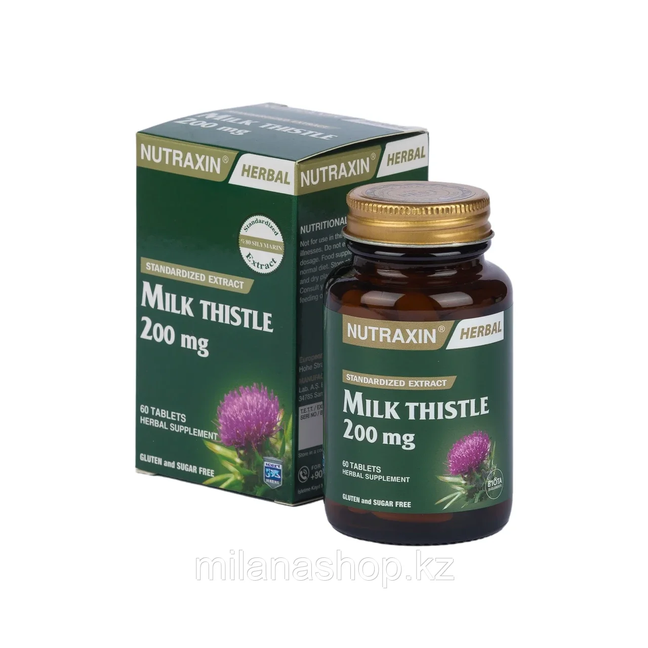 Nutraxin Milk thistle ( Расторопша для здоровья печени ) 60 таблеток, фото 1