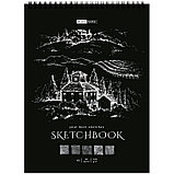 Скетчбук 20л., А5 ArtSpace "Black line. House", на гребне, черный блок,120г/м2, фото 2