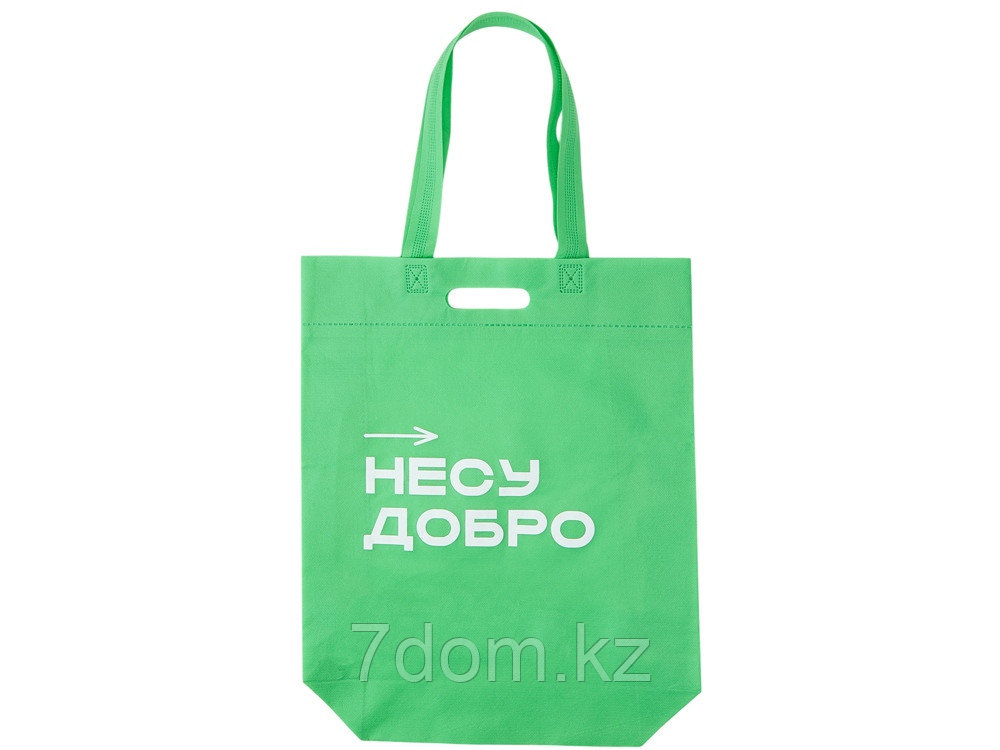 Сумка для покупок из спанбонда Ambit, 380*120*400 с ручкой 550/30 мм, зеленое яблоко (термотрансфер), фото 1