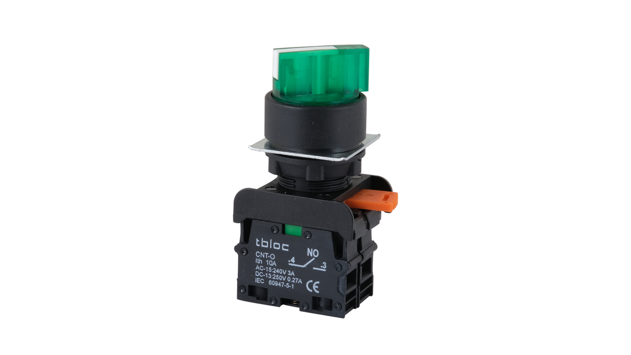 SSP-2O 220 Селекторный переключатель с фиксацией 1-0-2 (зеленый LED)