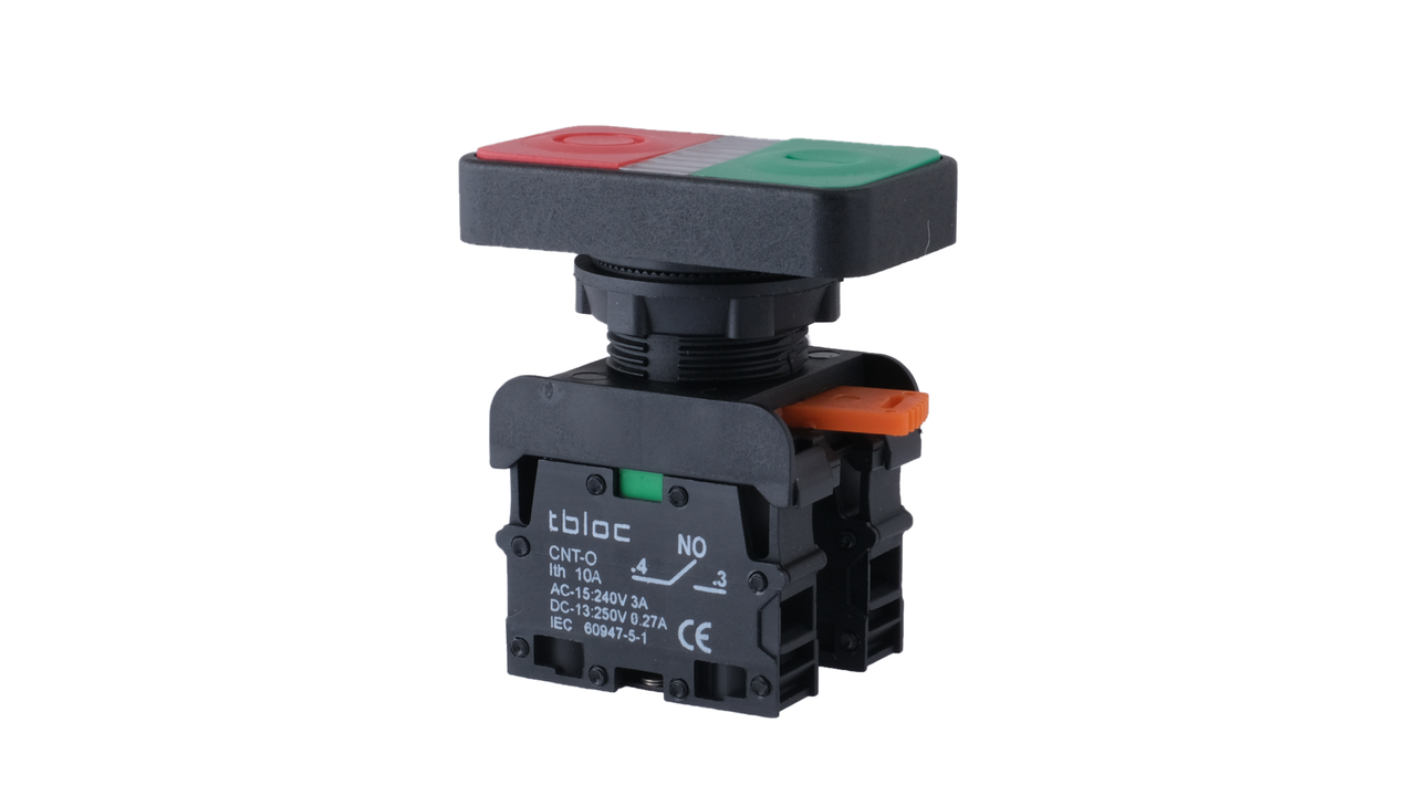 DSRL-1C1O 220 Двойная кнопка управления с пружиной возврата 220В 1NO+1NC с LED