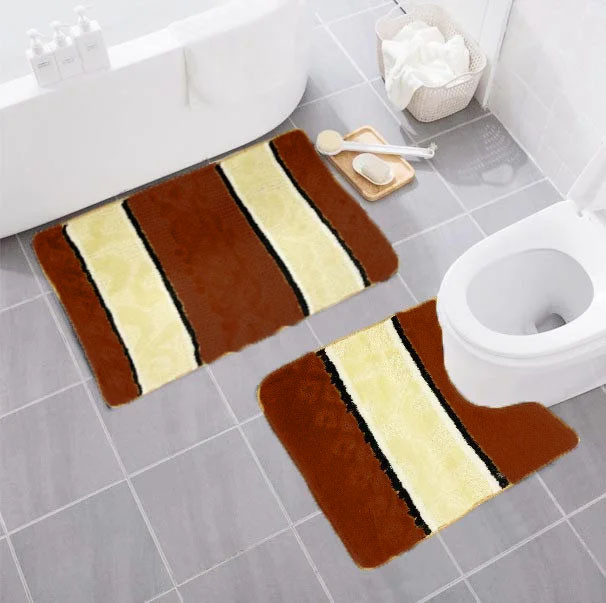 Коврик для ванной двойка 80х50 и 40х50 см темно коричневый, фото 1