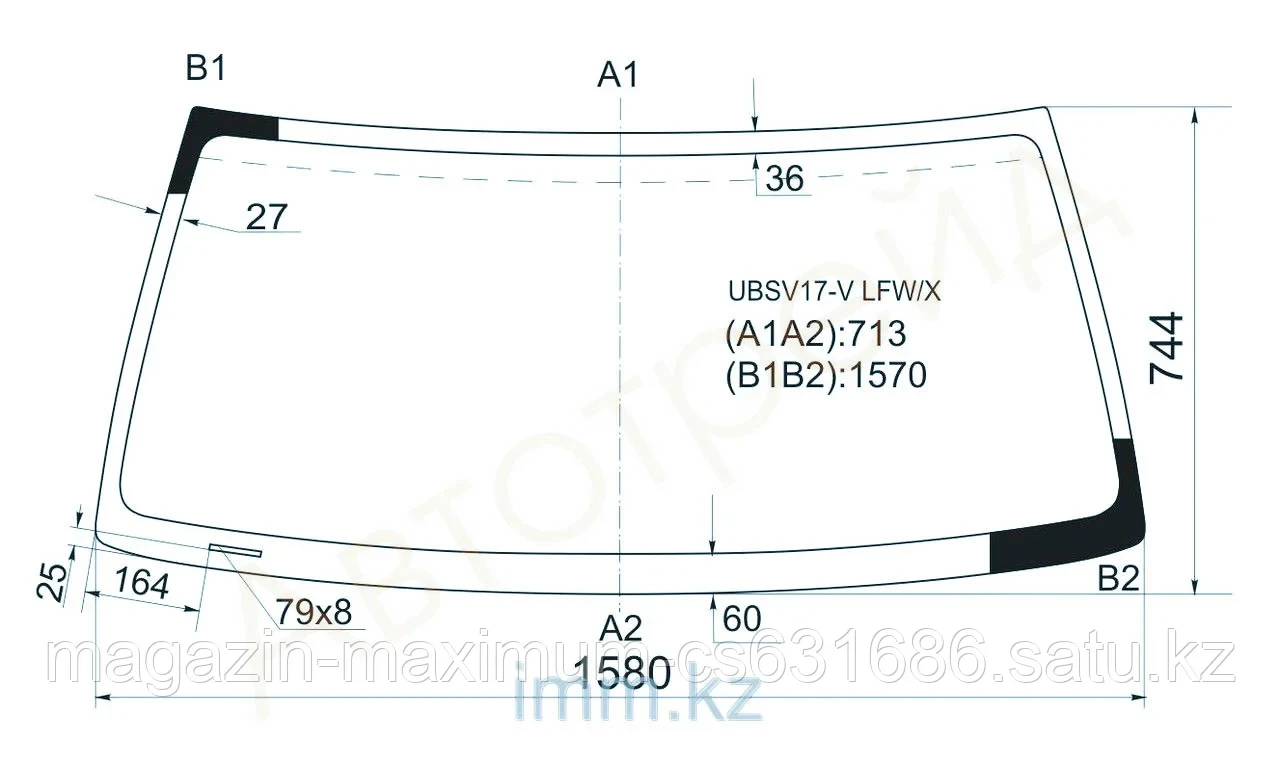 Стекло лобовое в клей ISUZU TROOPER/BIGHORN/OPEL MONTEREY/HONDA HORIZON 1991-2002 3/5D