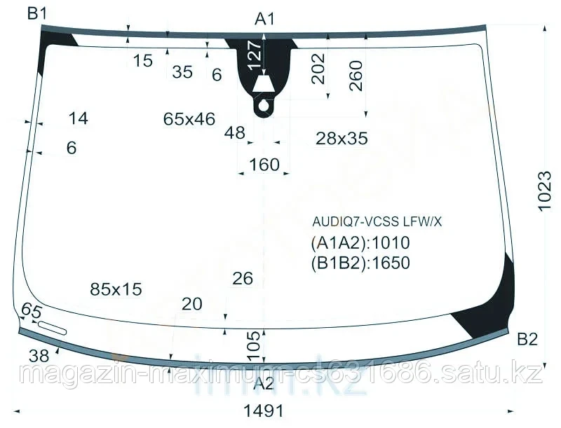 Стекло лобовое в клей Ауди Q7 2006-