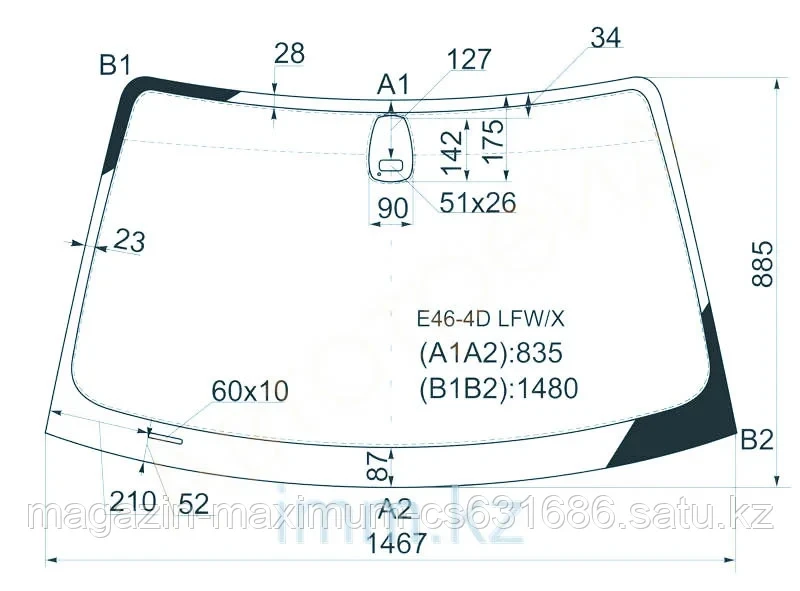 Стекло лобовое в клей БМВ 3-SERIES E46 98-05 4/5D