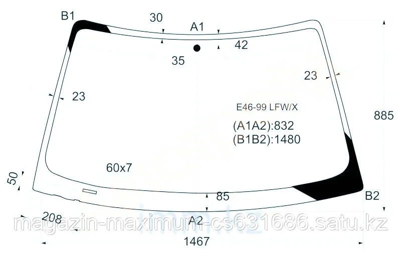 Стекло лобовое в клей БМВ 3-SERIES E46 1998-2005 4/5D