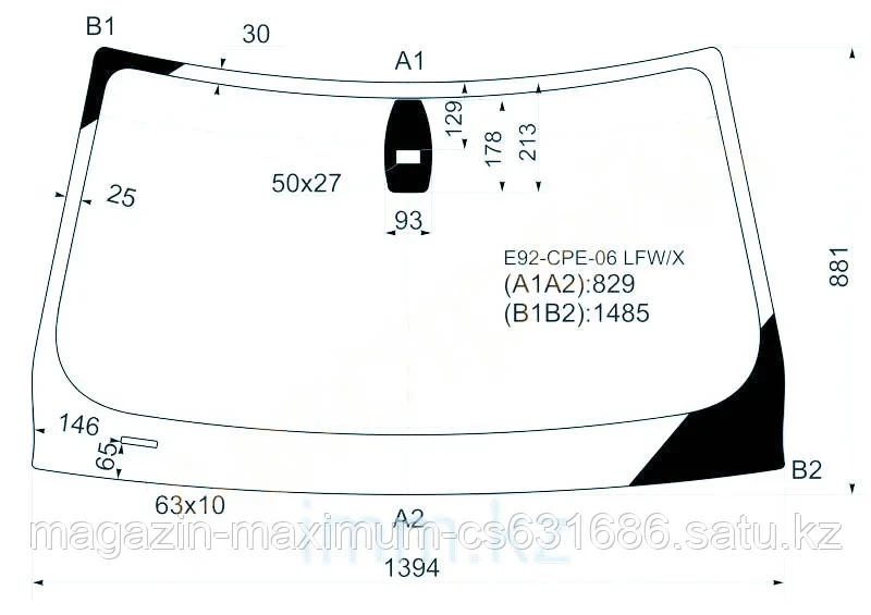 Стекло лобовое в клей БМВ 3-SERIES E92 05- 2D CPE