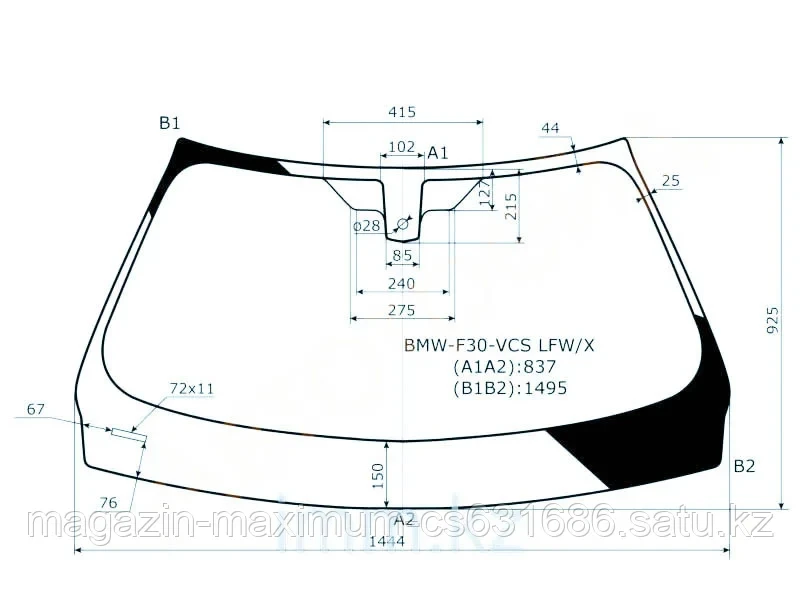 Стекло лобовое в клей БМВ 3-SERIES F30 4/5D 2012-