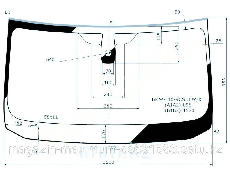Стекло лобовое в клей БМВ 5-SERIES F10/F11 10- 4/5D
