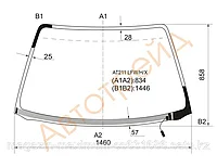 Стекло лобовое с обогревом щеток в клей Тойота CALDINA/AVENSIS 97-03 4/5D HBK/WGN