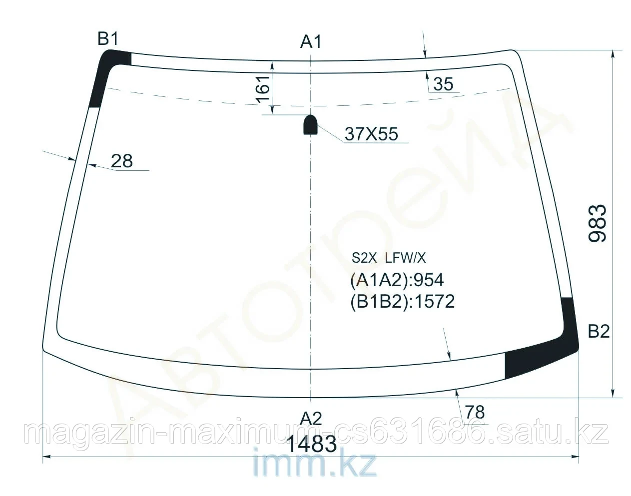 Стекло лобовое в клей HONDA AVANCIER 99-03