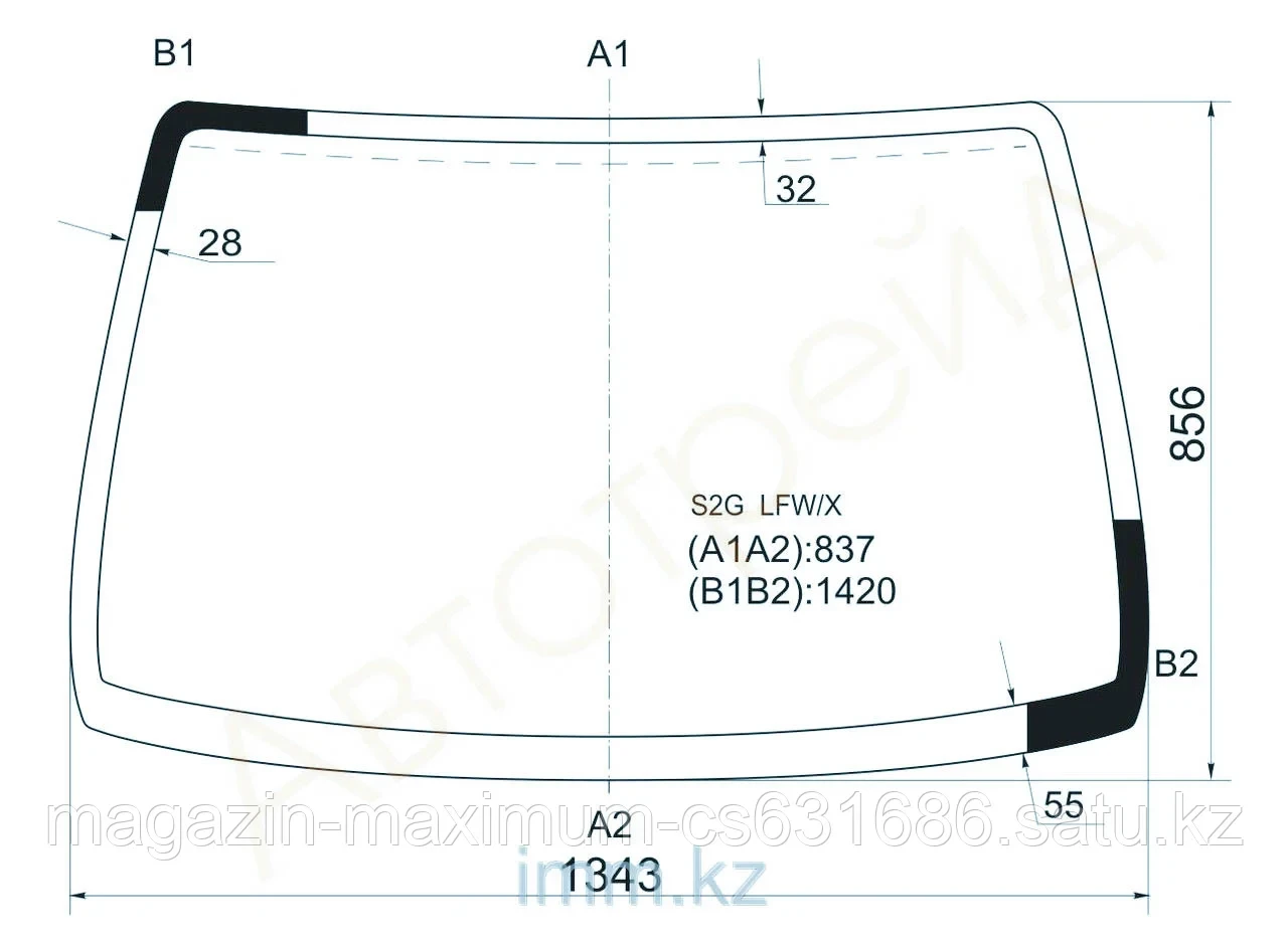 Стекло лобовое в клей HONDA CAPA 98-02