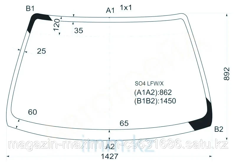 Стекло лобовое в клей HONDA CIVIC/INTEGRA SJ 95-00 4D /DOMANI MB# 97-00/ORTHIA/PARTNER/ISUZU GEMINI