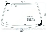 Стекло лобовое в клей HONDA CIVIC/INTEGRA SJ 95-00 4D /DOMANI MB# 97-00/ORTHIA/PARTNER/ISUZU GEMINI