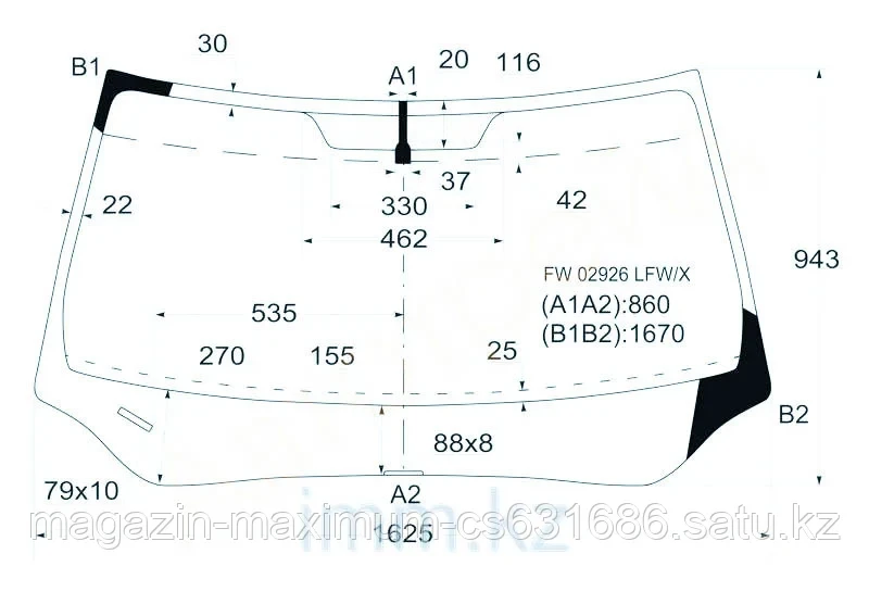 Стекло лобовое в клей HONDA PILOT 08-
