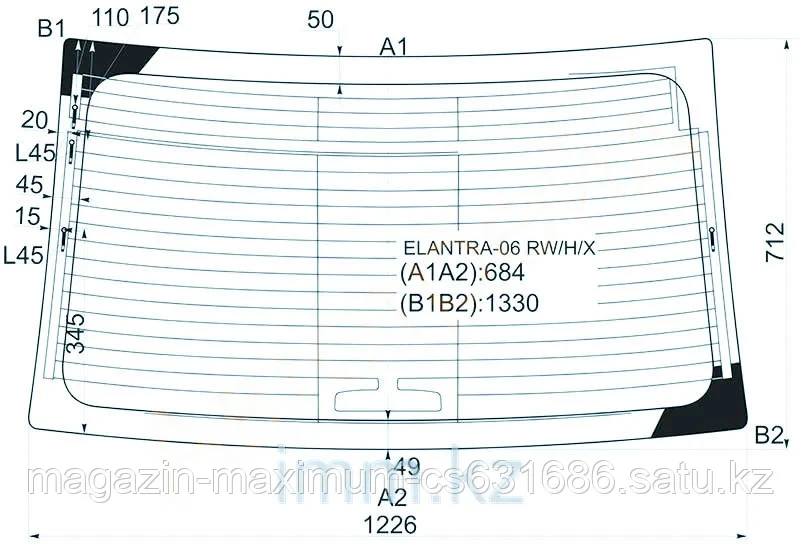 Стекло заднее с обогревом HYUNDAI ELANTRA/AVANTE 06-