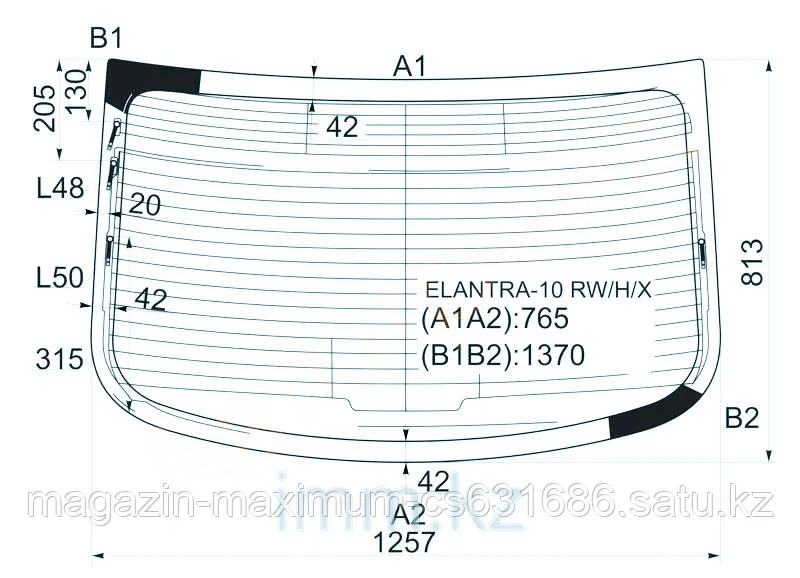 Стекло заднее с обогревом HYUNDAI ELANTRA/AVANTE 10-