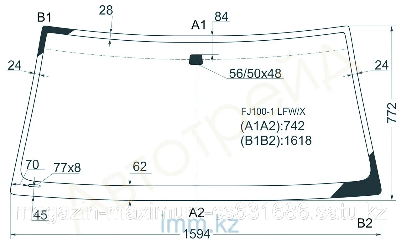 Стекло лобовое в клей Тойота LAND CRUISER/LEXUS LX470 98-07