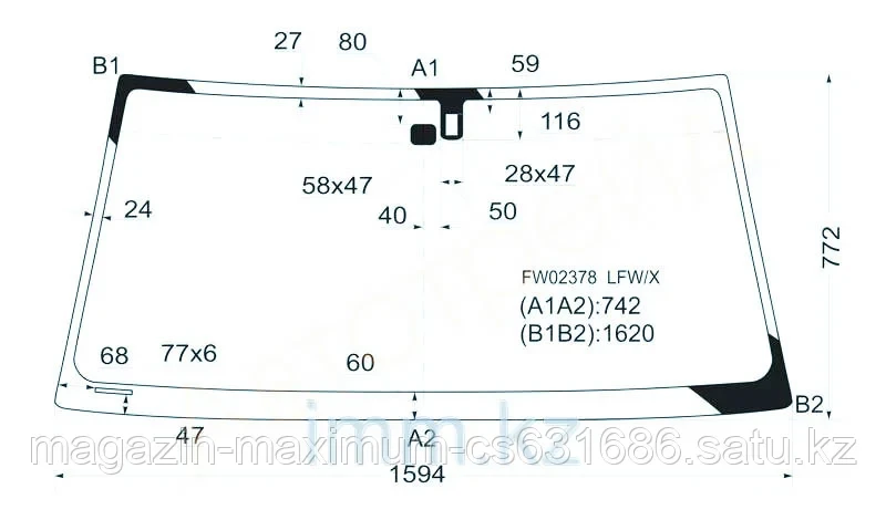 Стекло лобовое в клей Тойота LAND CRUISER/LEXUS LX470 1998-2007