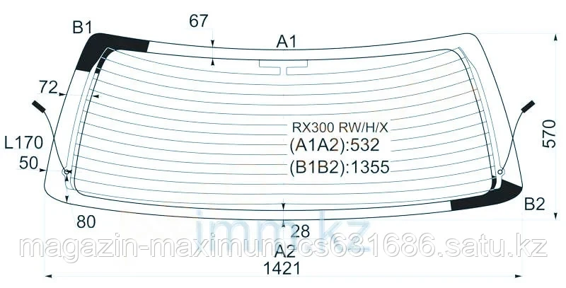 Стекло заднее (крышка багажника) с обогревом LEXUS RX300/Тойота HARRIER 97-03