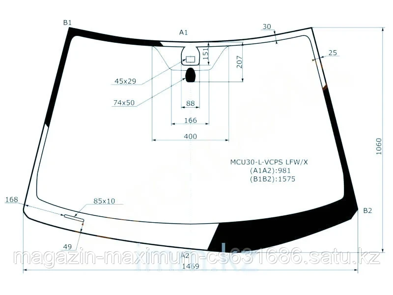 Стекло лобовое в клей LEXUS RX300/330 03-09